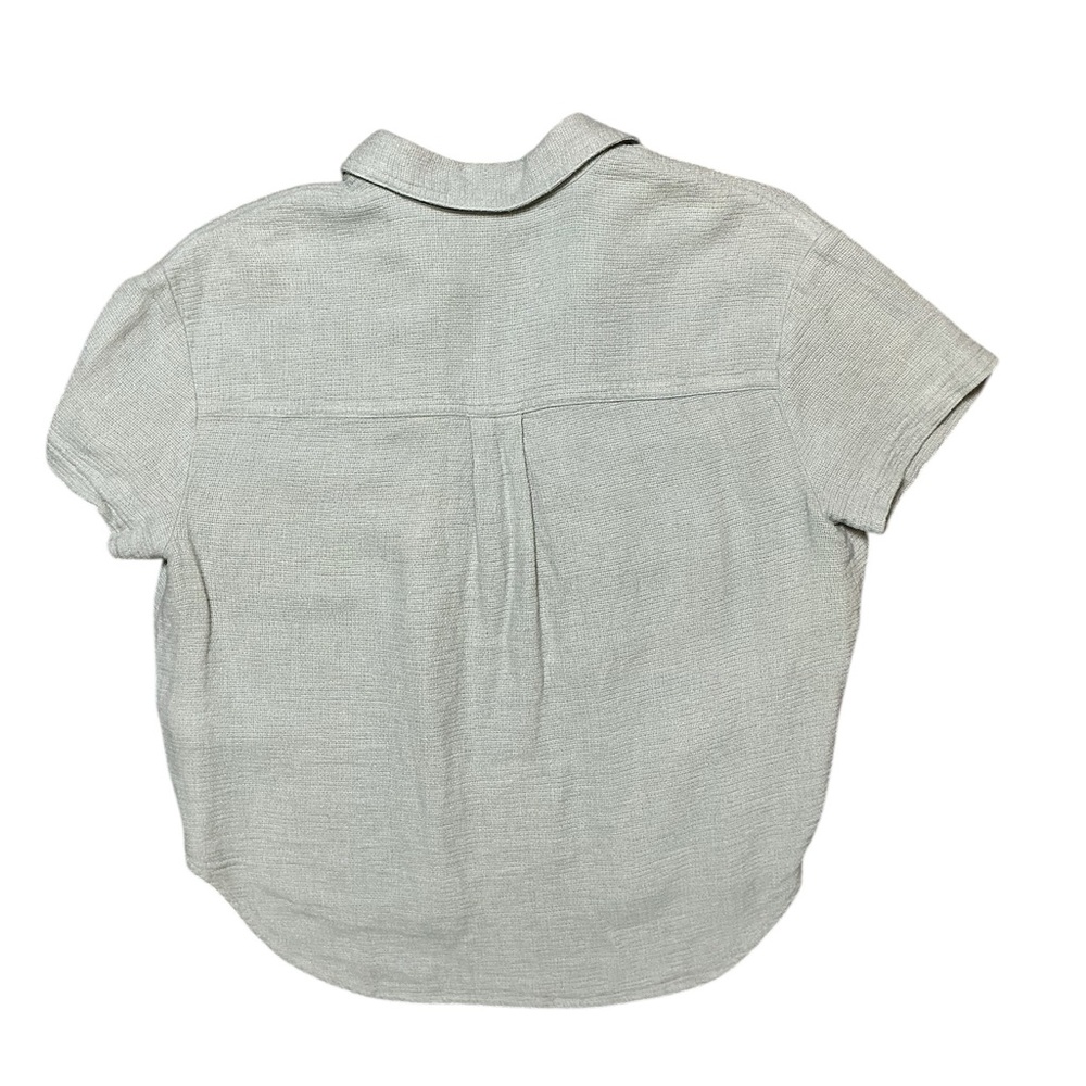 Madewell Textured Short Sleeve Button Front Top XS Dusty Blue Boxy - Picture 2 of 5